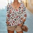 thumbnail image 3 of Women's Tops,Fashion Floral Printed Regular Shirts Spring Summer Round Neck Blouses Casual Outdoor,Beach,Vacation Loose Pullover Top Style06 M, 3 of 5