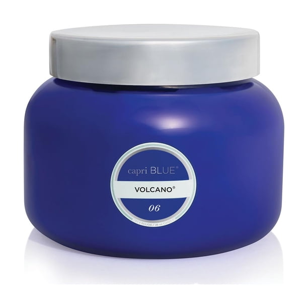 Vela perfumada Capri Blue Volcano – Vela en tarro de gran tamaño – Vela de aromaterapia de lujo – Vela de cristal con mezcla de cera de soja – Vela grande azul cobalto (28 oz)
