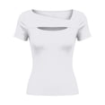 thumbnail image 4 of Posijego Going out Tops for Women Crewneck Short Sleeve Summer Slim Classic T-Shirts Trendy Casual Shirts for Women, 4 of 7