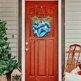 thumbnail image 7 of Blue Leaves and Little Flowers Front Door Porch Decoration Hanging Sign with Artificial Green Plants and Bow for Home Outdoor Indoor, 7 of 7