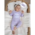 thumbnail image 6 of RUINIXCW Newborn Baby Girl Little Sister Outfit Baby Girls Spring Fall Winter Clothes Waffled Romper Letter Embroidered Jumpsuit and Headband 2Pcs Set, 6 of 9