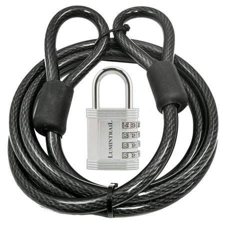 Lumintrail 12mm (1/2 inch) Heavy-Duty Security Cable, Vinyl Coated Braided Steel, with Lumintrail 1
