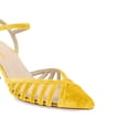 thumbnail image 4 of XYD Women Pointed Toe Caged Straps Pumps Ankle Strap Low Kitten Heels Chic Dating Work Sandals Shoes Size 7 Yellow, 4 of 4