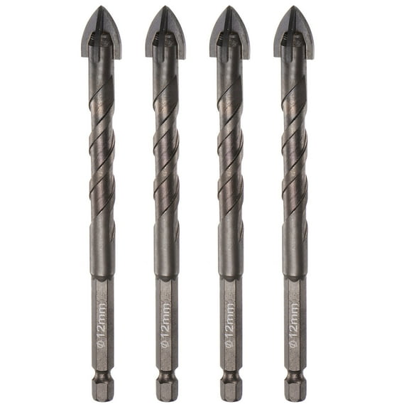 Uxcell 4pcs Titanium Masonry Drill Bit 12mm Concrete Drill Bit 122mm Length Hex Shank