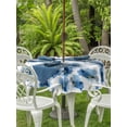 thumbnail image 3 of Outdoor Tablecloths with Umbrella Hole & Zipper, Navy Blue Floral Round Tablecloths 60 Inch, Spring Flowers Butterflies Watercolor Waterproof Table Cloth, Patio/Pool/Picnic Table Covers, 3 of 8