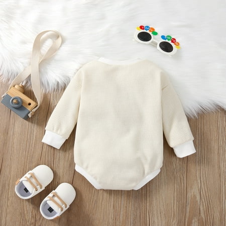 

TOWED22 Fall Baby Romper Infant Toddler Baby Boys One-Piece Ribbed Romper Long Sleeve Hearts Bodysuit Jumpsuit 3 6 12 18 24 Months White