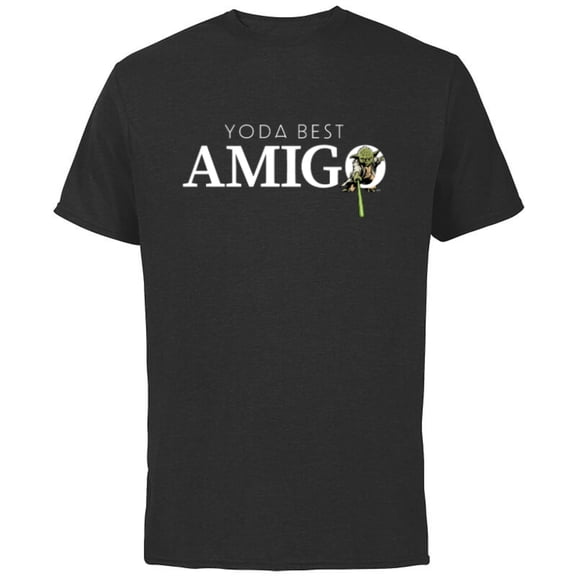 Star Wars Yoda Best Amigo Lightsaber Gift Friend Spanish- Short Sleeve Cotton T-Shirt for Adults - Customized-Black