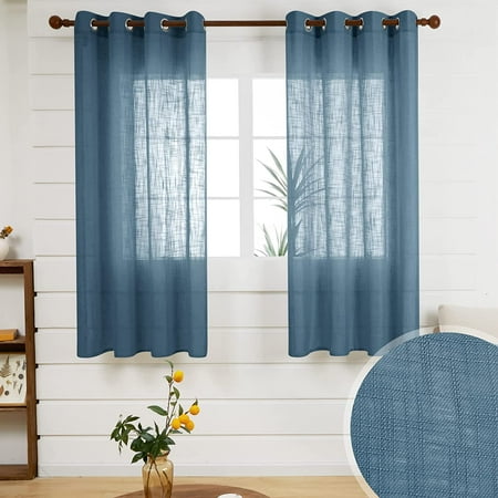 Bright White Sheer Curtains 84 Inches Long Faux Linen Solid Voile Grommet For Bedroom Living Room 2 Panels Canada Faux Linen Solid Voile Grommet Curtains, Bright White Sheer Curtains