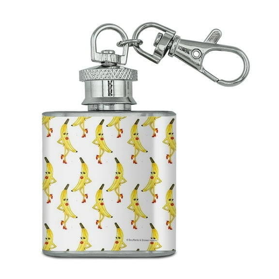 Miss Banana Stainless Steel 1oz Mini Flask Key Chain
