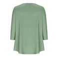 thumbnail image 4 of RXIRUCGD T-shirt d'Été Décontracté pour Femmes Manches Trois-Quarts Col Rond Froncé Blouse, Vert, Taille : S, 4 of 5
