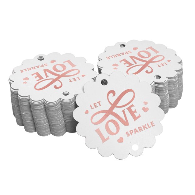 Inkdotpot Real Rose Gold Foil Let Love Sparkle Wedding Tags Favor Hang Paper Tags 100 Pieces