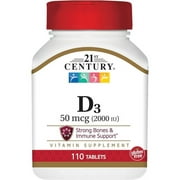 21st Century D3-2000 IU Vitamin Supplement Tablets, 110 Count
