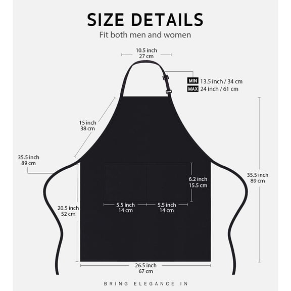 12 Pack Bib Apron, Unisex Aprons Adjustable Thicker Version Resistant with 2 Pockets Cooking Kitchen Aprons for Women Men Chef, BBQ Drawing Apron Bulk, Black