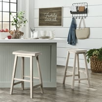 Weston Home Ashby Saddle Seat Backless Wood Barstools, Set of 2, Multiple Finishes