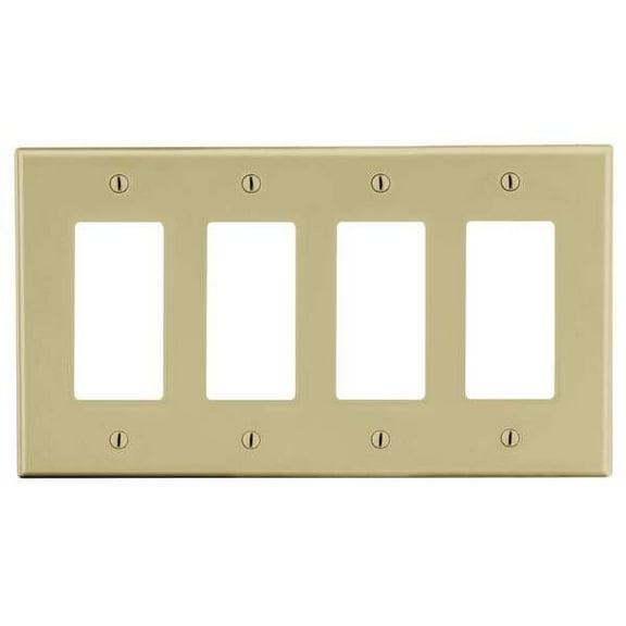 Rocker Wall Plate, Number of Gangs: 4 Plastic, Satin Finish, Ivory