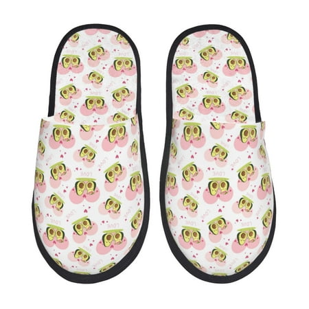 Balery Avocado Lovers Slient Indoor Furry Fleece Comfort House Shoes Soft Non-Slip Home Shoes Cotton slippers House Slippers-- Large