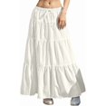thumbnail image 2 of Women's Boho Flowy White Maxi Skirt Ruffle Elastic Waist Long Skirts, Casual High Waist Tiered Skirt for Women, 2 of 8