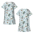 thumbnail image 3 of Bixox Winter Wonderland Light Blue Pattern Women's Nightgown, Soft & Breathable Sleepwear, Round Neck Knee-Length Pajama Dress,Loungewear for Home & Sleep, 3 of 7