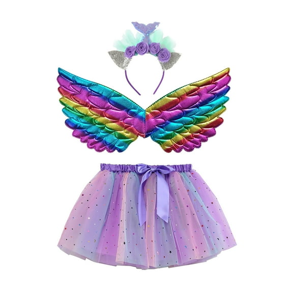 MHFRRA Toddler Tutu Kids Girls Ballet Skirts Holiday Party Dance Skirt with Wing Outfits 15 2-4 Years