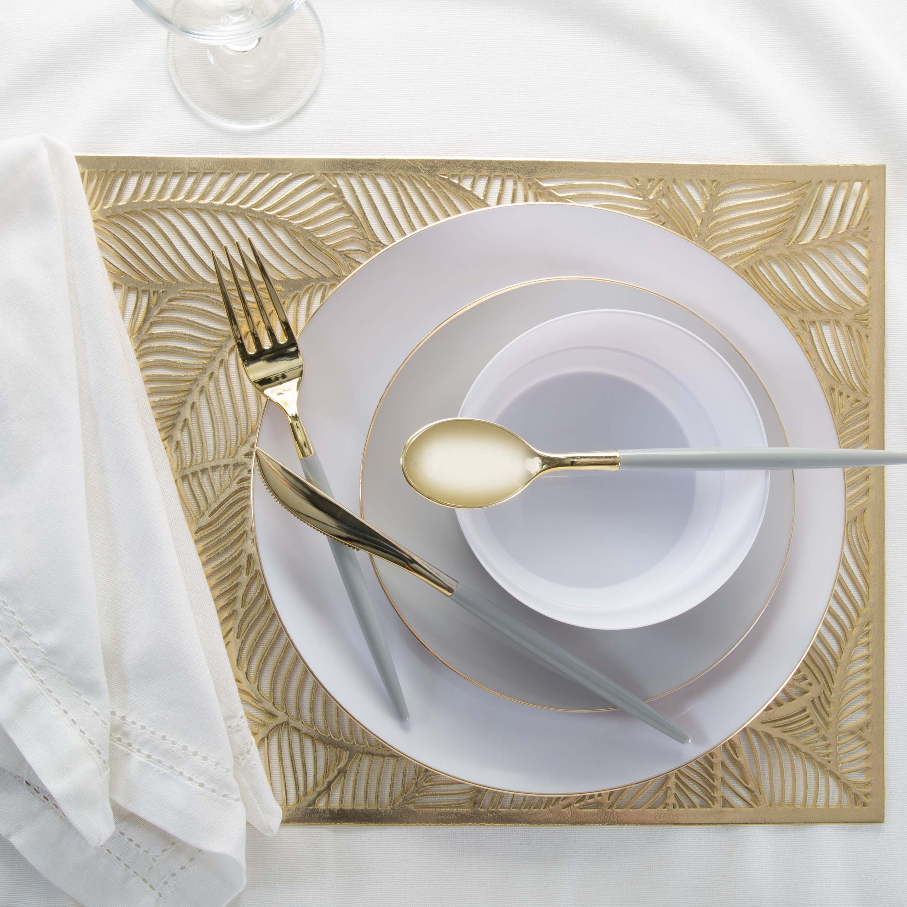 Home Details Set of Four Pear Leaf Laser Cut Table Place Mat, Gold
