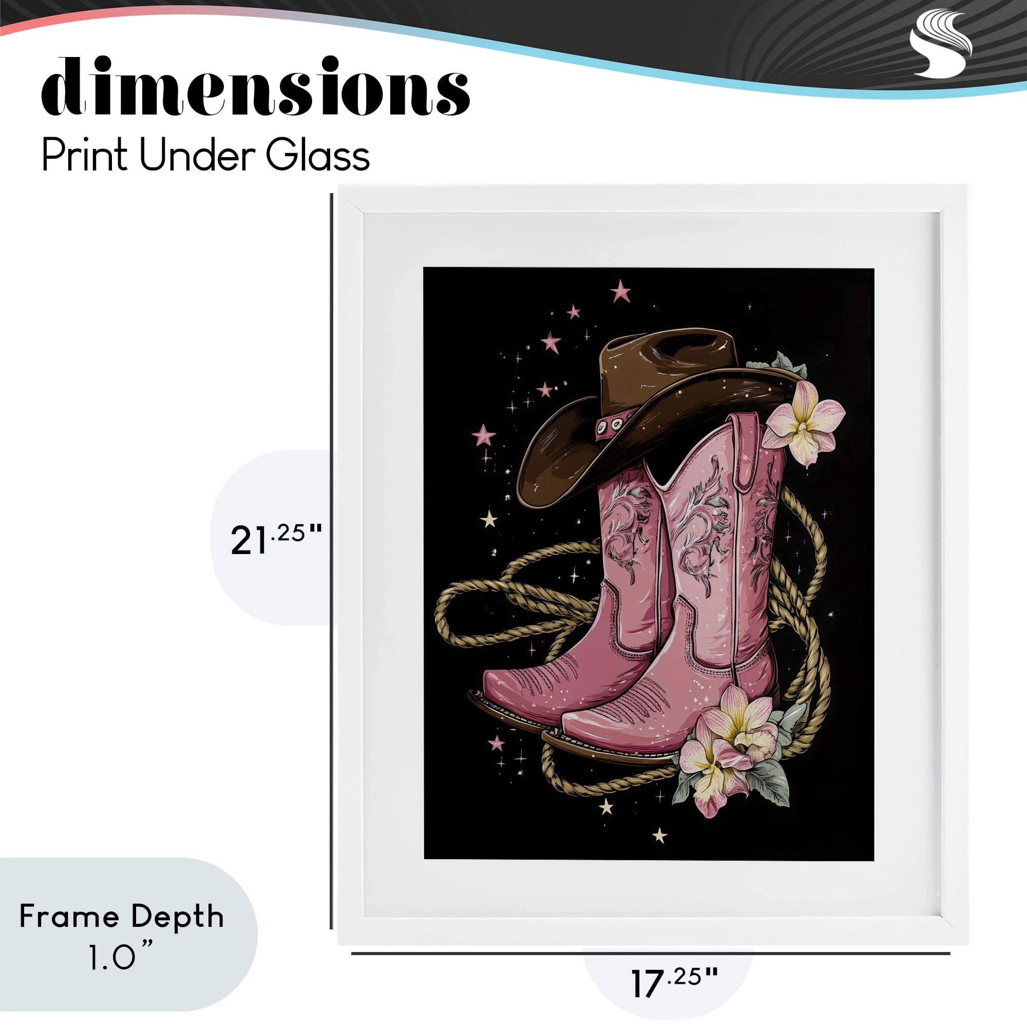 Stupell Industries Western Chic Pink Boots White Framed Print Under Glass, design by Creative Studio