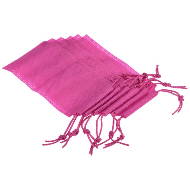 Unique Bargains 19x10cm Drawstring Pouch Non-woven Fabric, 6Pcs Soft Storage Gift Bag for Sport Wedding Party Organizing, Rose Red