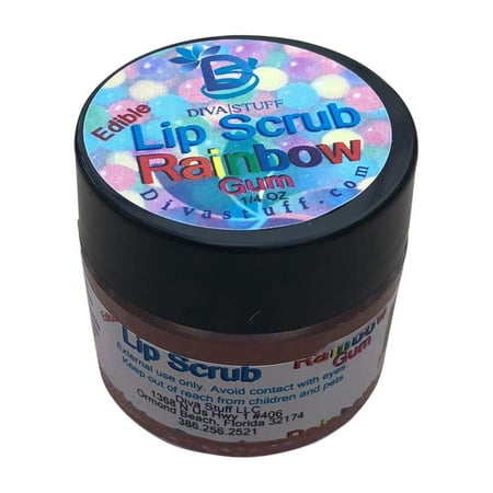 Diva Stuff Ultra Hydrating Lip Scrub for Soft Lips, Gentle Exfoliation, Moisturizer & Conditioner, Rainbow Gum – ¼ oz (Made in the USA)