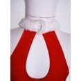 thumbnail image 6 of CHICTRY Kids Girls Christmas Snowman Cosplay Costume Halter Tutu Dress Feather Trim A-Line Dress with Hat Gloves Red 10, 6 of 7