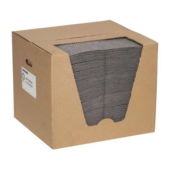 Sorbent Pad, 17 gal, 15 in x 19 in, Universal, Gray, Polypropylene