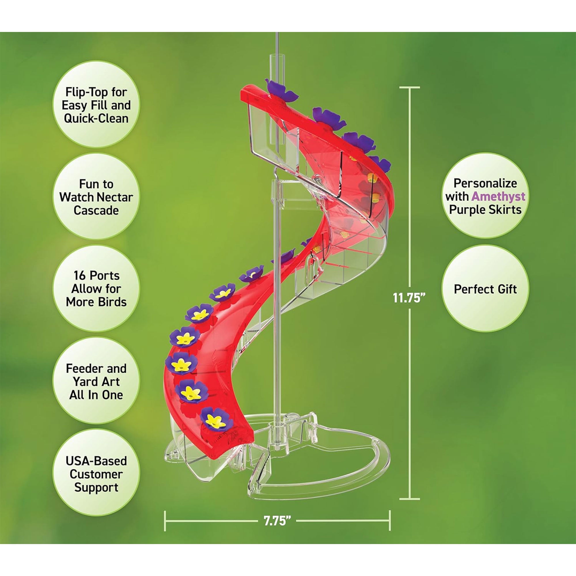 Cascade Wild Bird Feeders Outdoor Hummingbird Feeder, 16 Port Helical Design