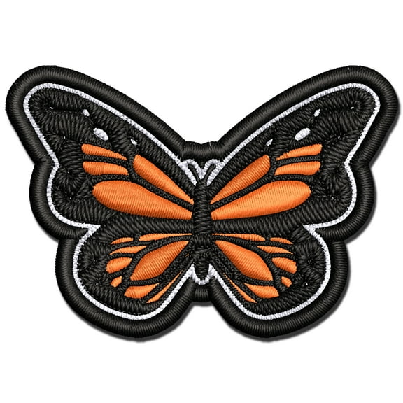 Pretty Monarch Butterfly Applique Multi-Color Embroidered Iron-On Patch - 2.5 Inch Small