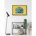 thumbnail image 3 of IDEA4WALL Framed Canvas Art Wall Decor Vintage Blue Boombox Cassette Player in Yellow Background Music Media Illustrations Pop Art Modern Colorful for Dorm Home Office - 24"x36", 3 of 4