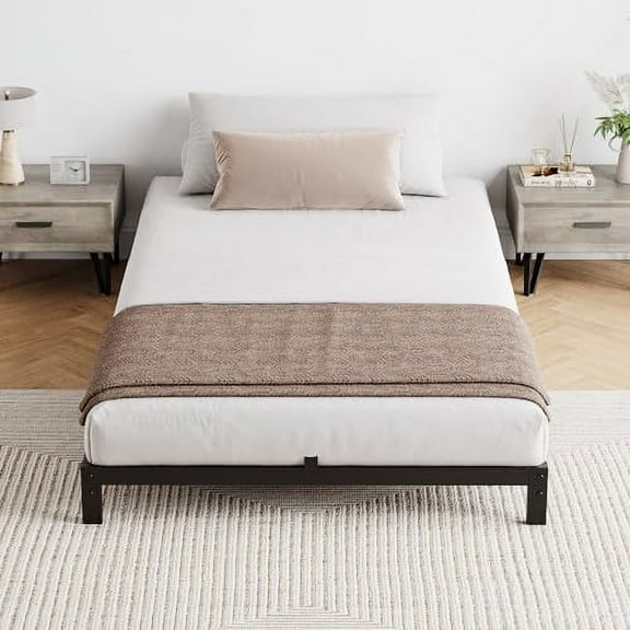 Twin Bed Frame with Storage,Metal Platform Twin Bed Frame No Box Spring Needed Steel Slat Support Easy Assembly