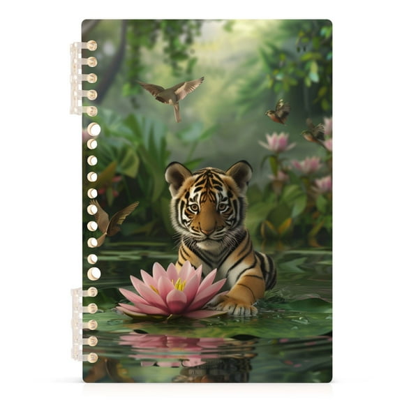 Baby Tiger Sits on Leaf Notebooks 1-subject Journal 60 Sheets A5 College Ruled Paper Detachable Ring 8.3"x5.7"