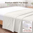 thumbnail image 3 of California Design Den Queen Flat Sheet Only - 400 Thread Count 100% Cotton Sateen, Soft and Breathable - Ivory (Pale Tone), 3 of 10
