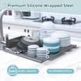 thumbnail image 5 of Sink Drying Rack, 20.5" W x 16.1" L Over The Sink Roll-Up Dish Drainer - Rolling Foldable Accessories Heat-Resistant Mat Anti-Slip Silicone Coated Multipurpose for Kitchen Counter, 5 of 8