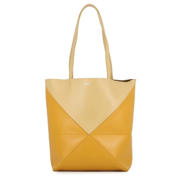 Pre-Owned Loewe Puzzlefold Tote Medium Calf Leather A779G50X18 LOEWE Bicolor Yellow Handbag...