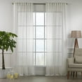 thumbnail image 2 of 3S Brother's Ecru Sheer Home Decorative Set of 2 Panels Faux Silk Crap Chiffon Fabric Window Curtains Hanging Back Tap & Rod Pocket Custom Made 5-30 Ft Long - Made in Turkey (52"W x 156"L) Each, 2 of 6
