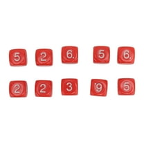 20PCS 6 Sided Number Dice Plastic 16mm Round Corner Polyhedral Dice Set for Numeral Teaching Board Games Red