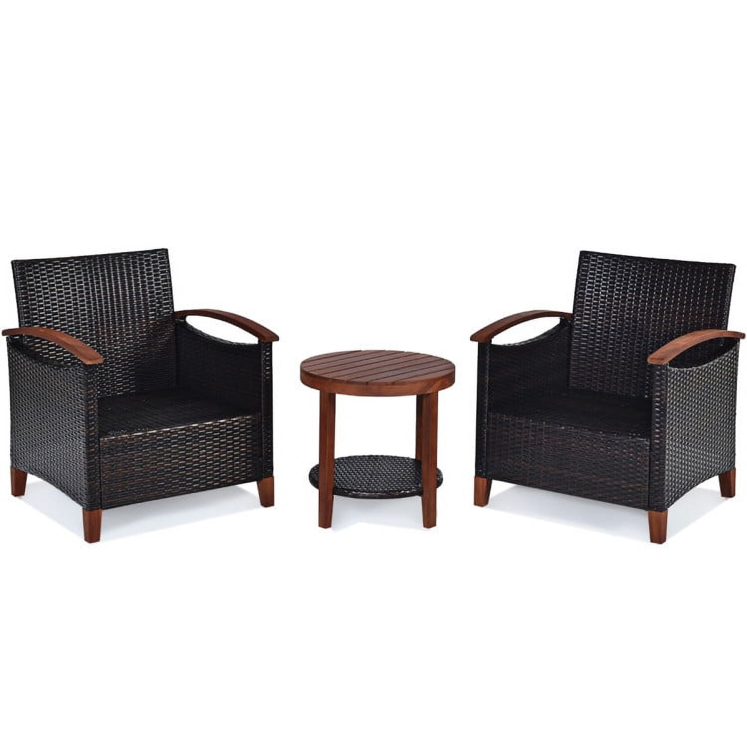 Aimee Lii 3 Pieces Patio Rattan Furniture Set with Washable Cushion and Acacia Wood Tabletop, Small Patio Set, A-Beige Aimee Lii 3 Pieces Patio Rattan Furniture Set with Washable Cushion and Acacia Wood Tabletop, Small Patio Set, A-Beige