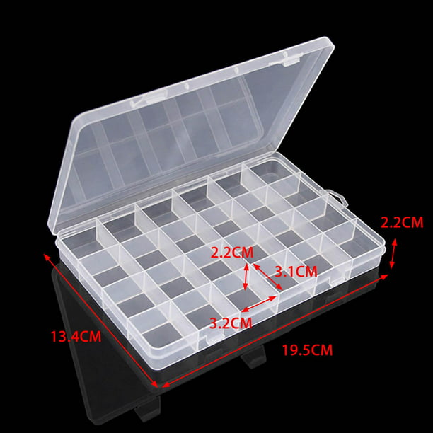 24 Grids Clear Organizer Box, Dividers Transparent Container Case for  Thread Accessories Fishing Tackles crafts Metal Parts 