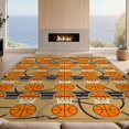 thumbnail image 2 of Design&I 5'x7' Ultra Soft Area Rug, Repeating Hoop Net Motif Bold Stripe Border Center Basketball Flowing Dynamic None Fluffy Washable Non Shedding for Bedroom Living Room Home Office, 2 of 7