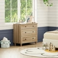 thumbnail image 3 of Mid Century Modern End Table with 3 Drawers, Large Wooden Bedside Table Night Stand, Wide Sofa Side End Table 3 Drawers Chest of Dresser for Bedroom, Living Room, Oak, 3 of 8
