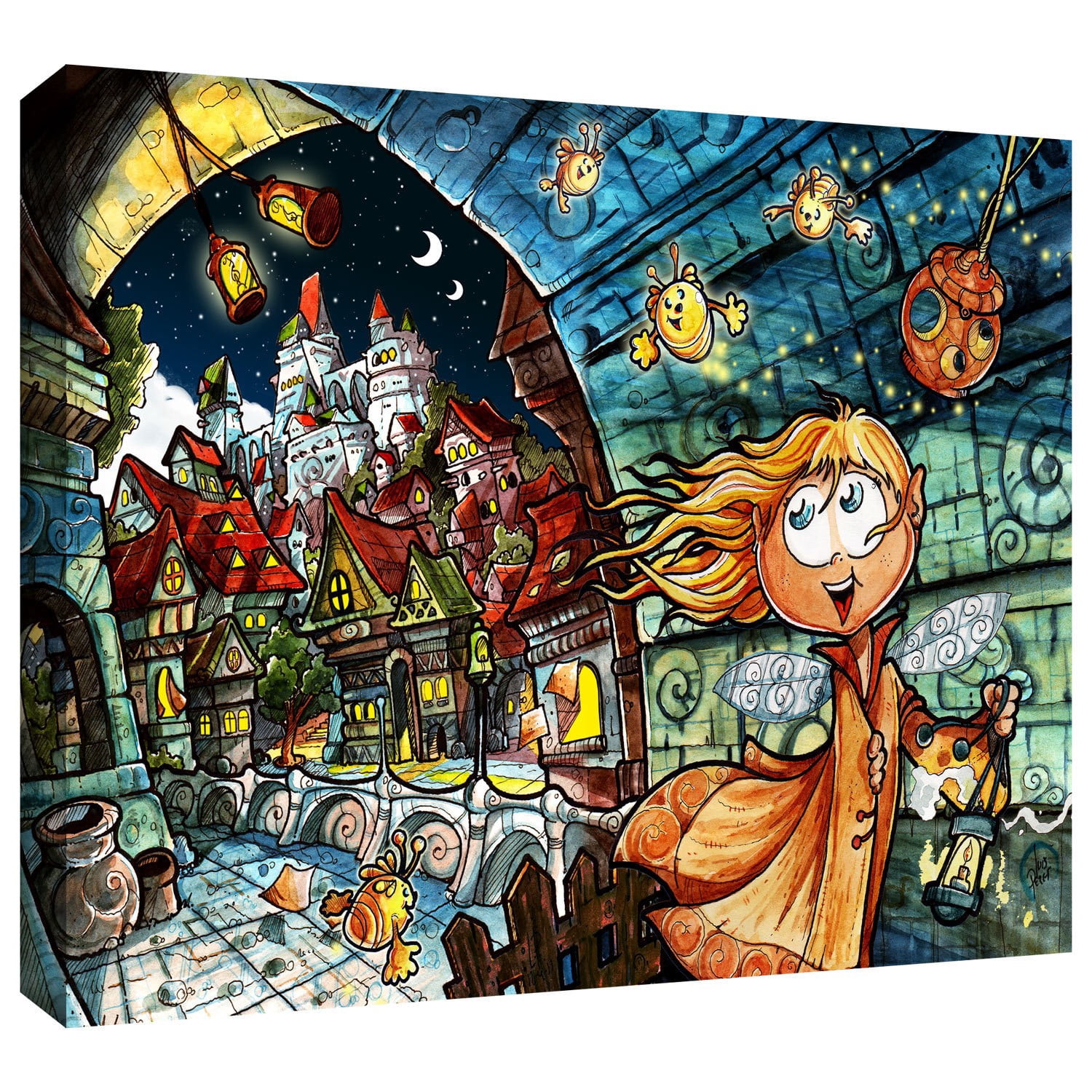 Luis Peres "Lighthouse Elf Village" Gallery-Wrapped Canvas