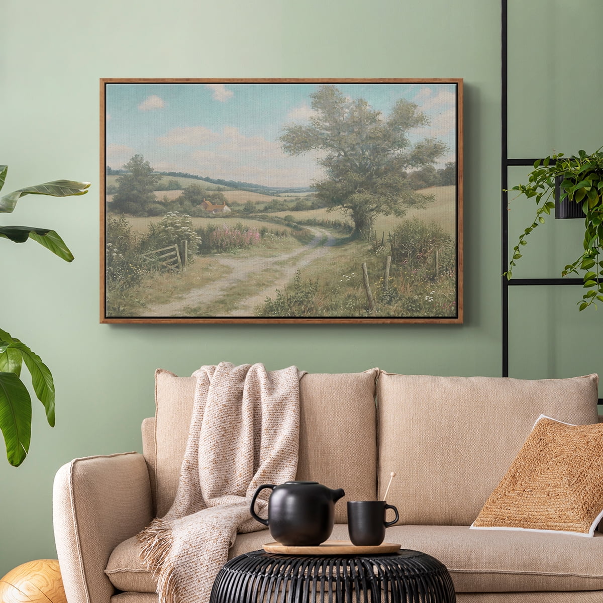 Vintage Landscape-CCL By Wexford Home Framed in Walnut Wood Gallery Wrapped Canvas 17 in. x 25 in.
