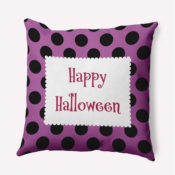 18" x 18" Simply Daisy Halloween Happy Halloween Dots Polyester Accent Pillow, Orchid Qty 1
