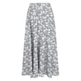 thumbnail image 3 of Women Flowy Long Skirts, Summer Beach Floral Prinets Elastic High Waisted Casual Boho Maxi Skirts Skirt with Slit Gray XXL, 3 of 5