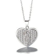 Amy and Annette Sterling Silver Lab Grown Silver Heart Pendant Necklace