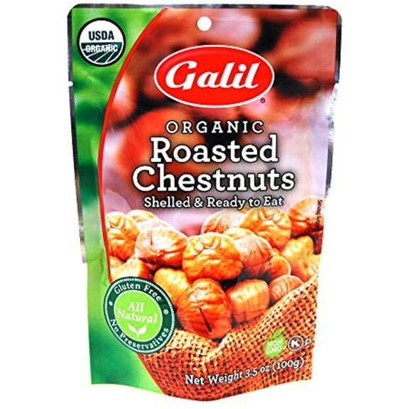 Galil Foods Kosher Organic Roasted Shelled Chestnuts 3.5 OZ