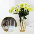 thumbnail image 1 of Vase en Verre avec Support Géométrique en Métal, Vase en Verre Transparent Cristal, 1 of 2